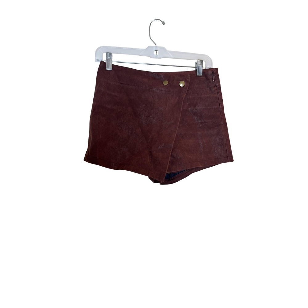 We The Free Skort Womens 2 Brown Faux Suede Wrap Front Mini Shorts Casual